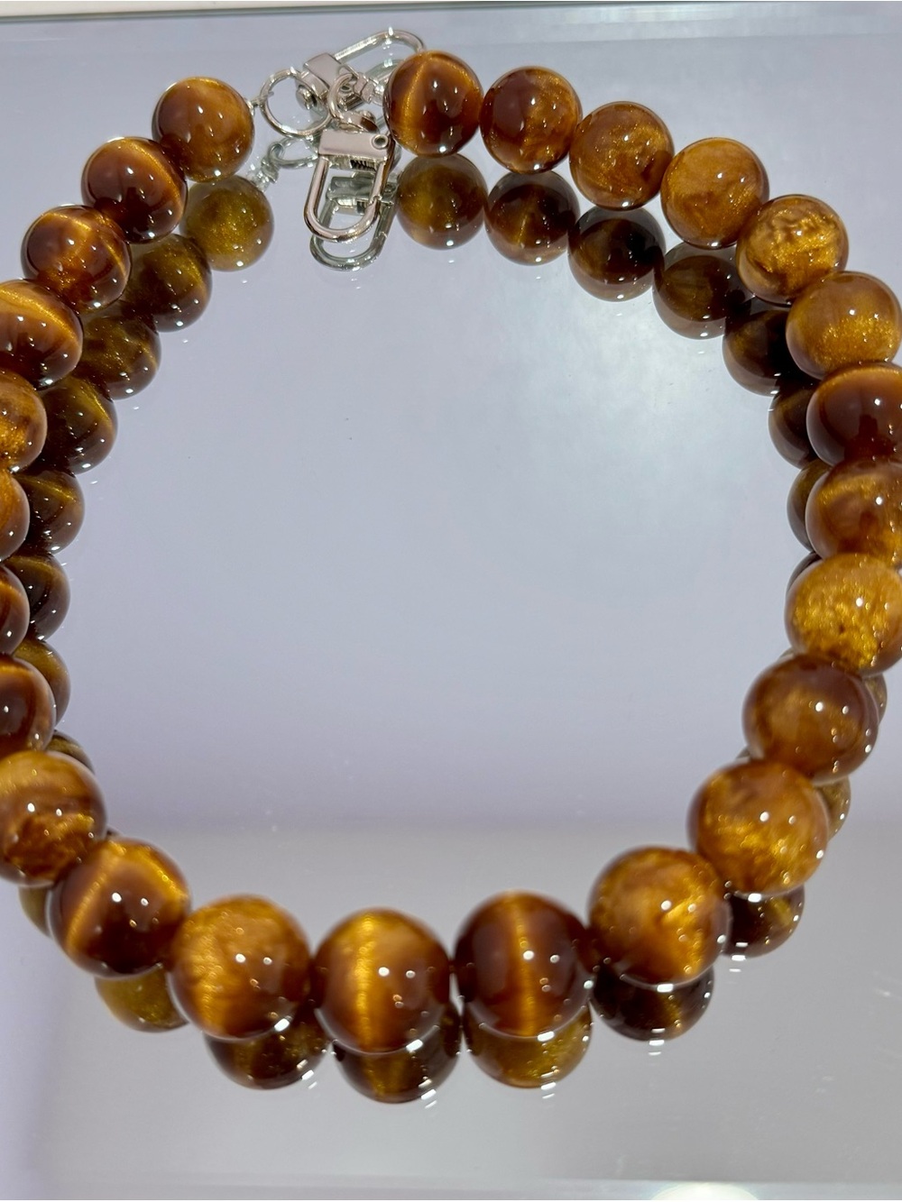 New Tiger Eye Bead Bag Chain 18 inches